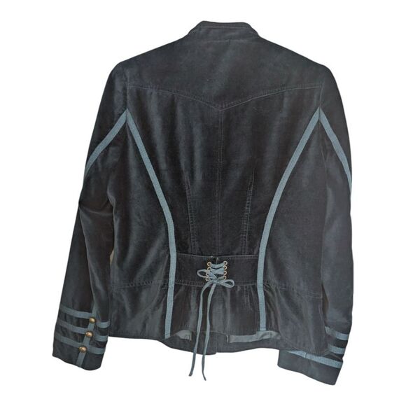 Together Cotton Velvet Military Blazer With Teal Trimming Size Golden Buttons - Picture 11 of 16